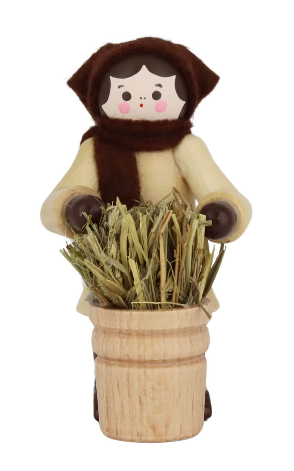 Woman with hay basket, 6 cm/2.36 in, natural by Romy Thiel_1