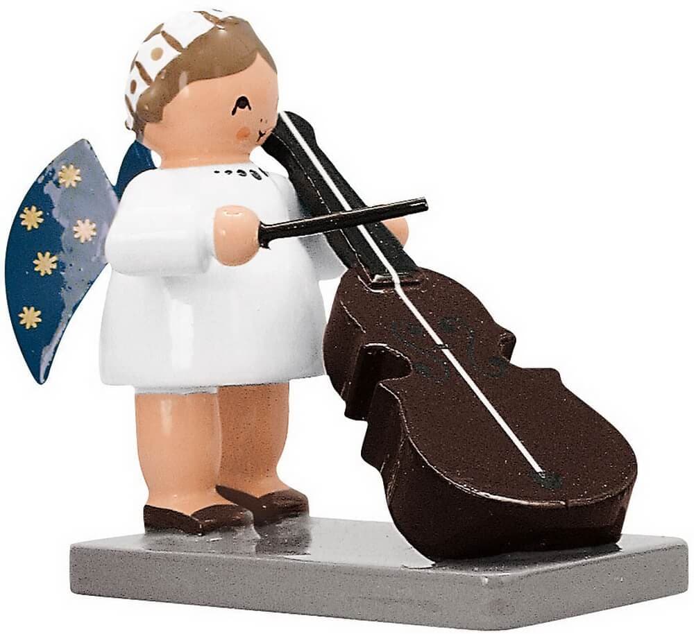 Miniature Christmas angel with bass violin, 5 cm by KWO