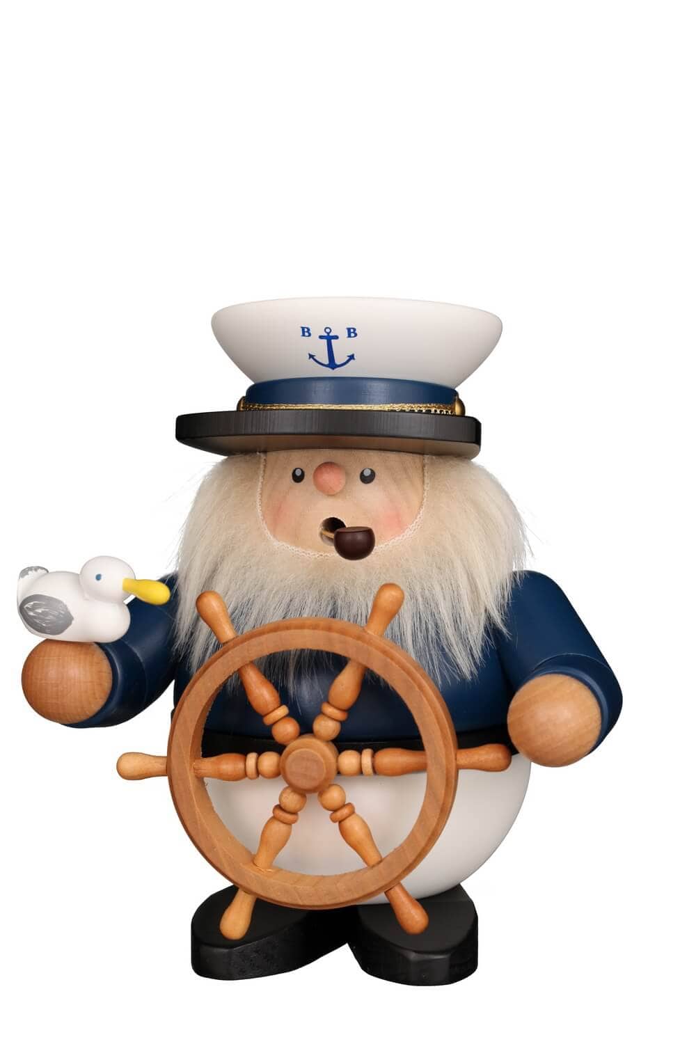 Smoking man sailor with seagull, 16 cm by Christian Ulbricht