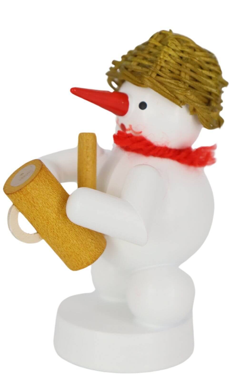 Snowman musician with watering can, colored, 8 cm by Ralf Zenker_2