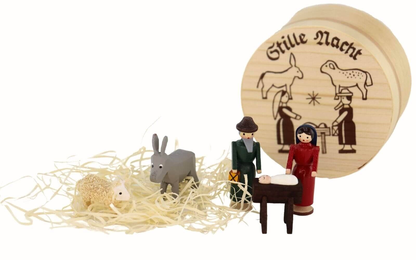Miniatur - Spanschachtel Stille Nacht, 5 - teilig, farbig, Ø 8 cm von Knuth Neuber