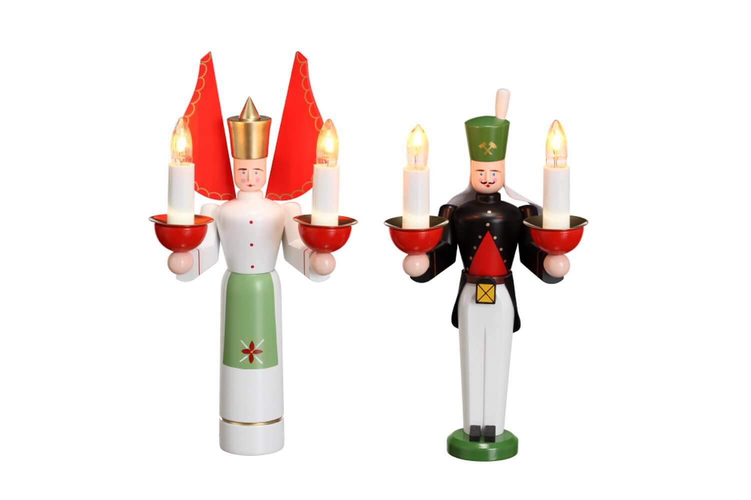 Miner and angel, electrically illuminated by Eckert