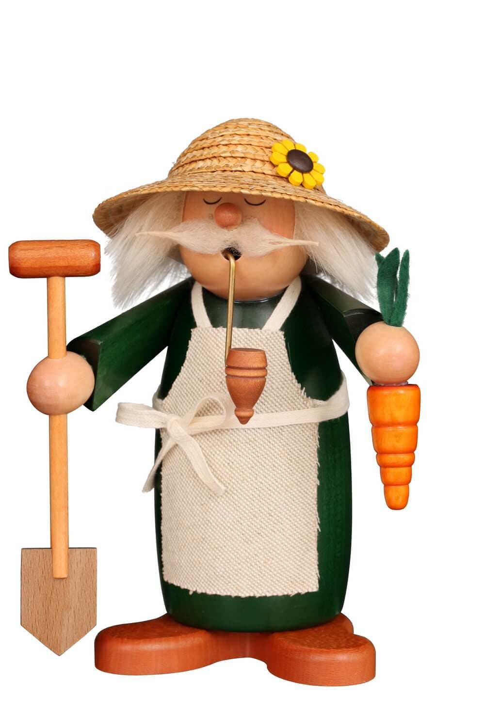 Smoking man sleeping cap gardener, 19 cm, colored by Christian Ulbricht