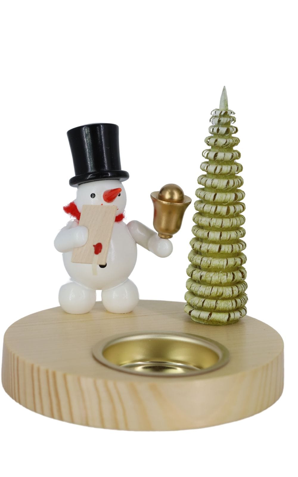 Candle holder for tealight with snowman crier, 10 cm, colored by Ralf Zenker