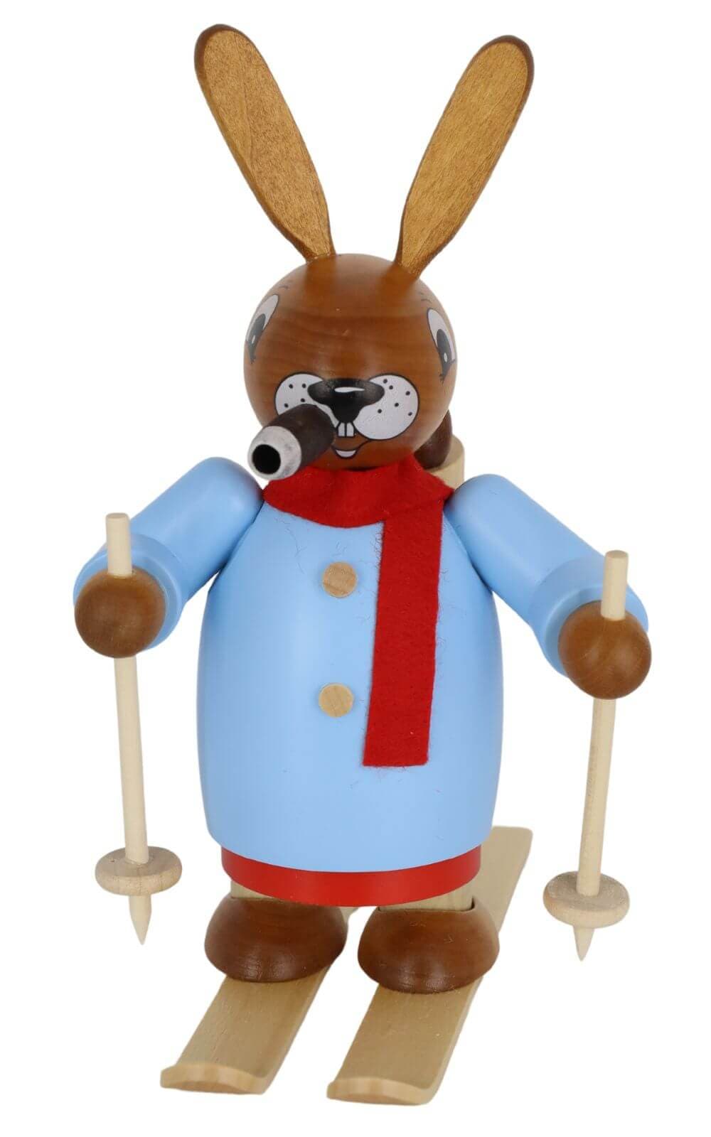 Smoking man Easter bunny on skis, 18 cm by Müller Kleinkunst_1