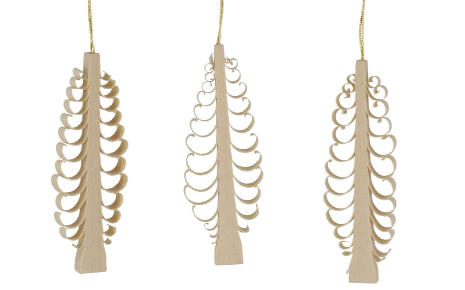 Hanging Christmas tree decorations, 3 pieces, natur by Martina Rudolph