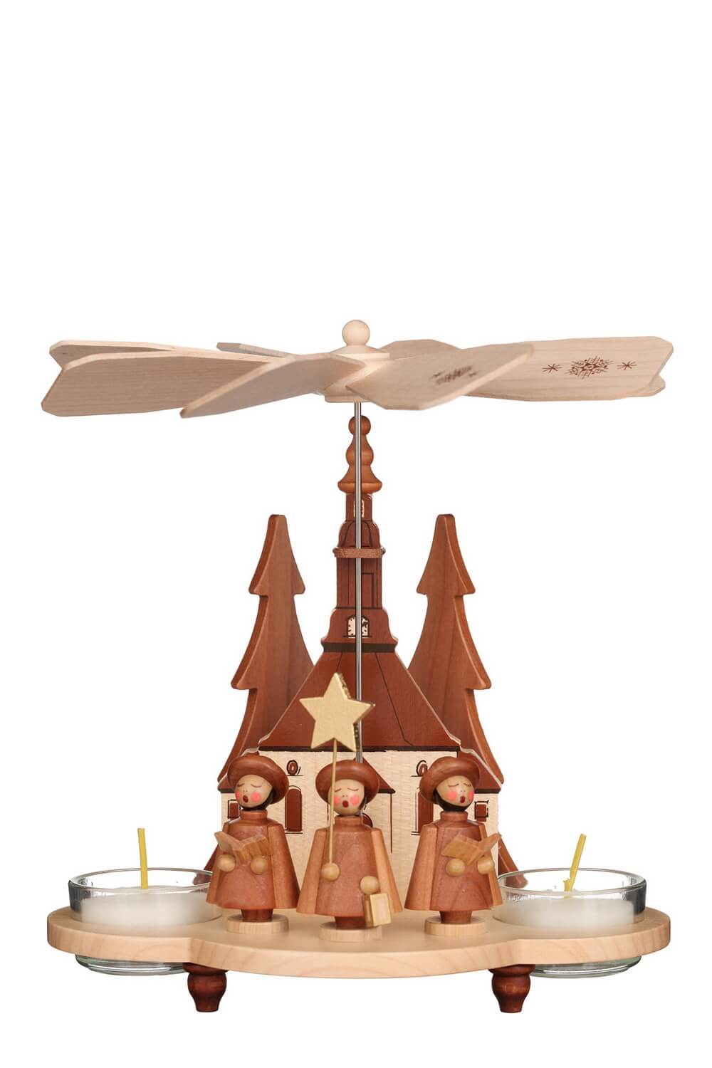 Christmas pyramid for tealights with crank, 20 cm, natural by Christian Ulbricht