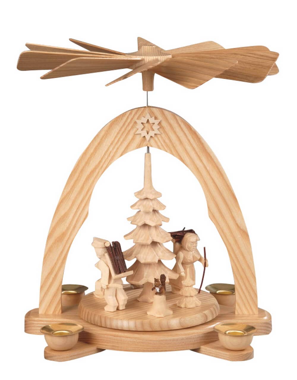 Christmas pyramid carved forest people, nature, 28 cm by Albin Preißler
