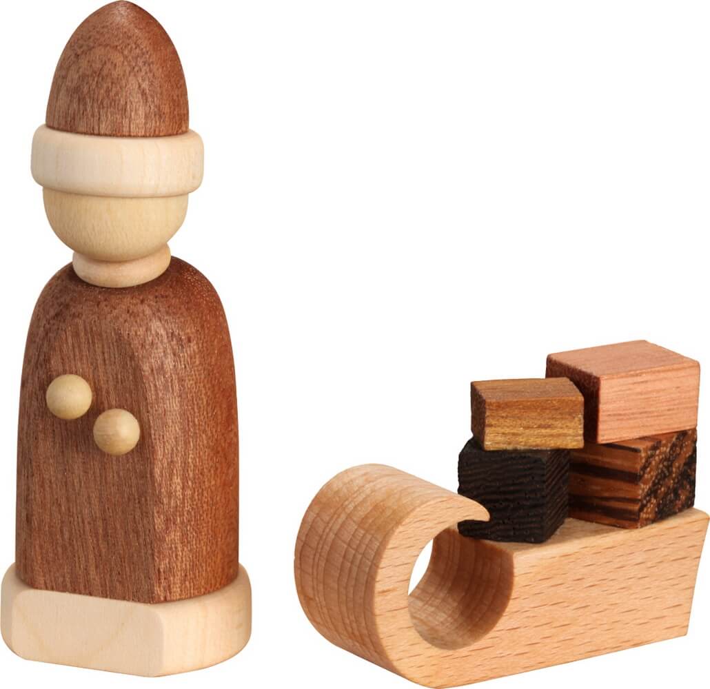 Santa Claus with sleigh, Precious wood design by Seiffener Volkskunst eG