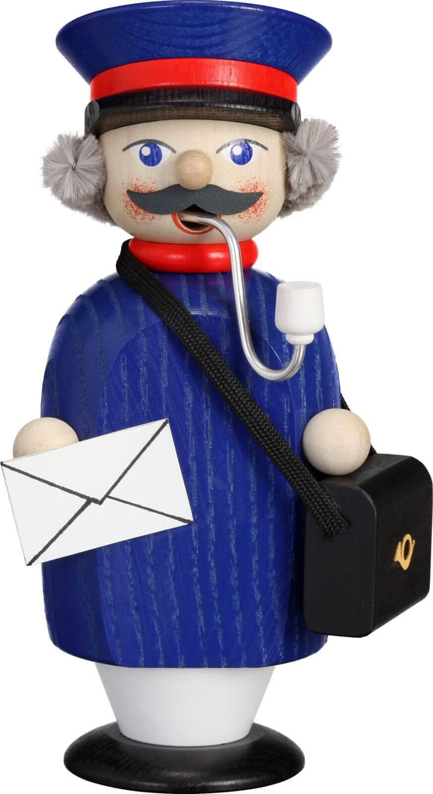 Smoking man letter carrier,14 cm by Seiffener Volkskunst eG