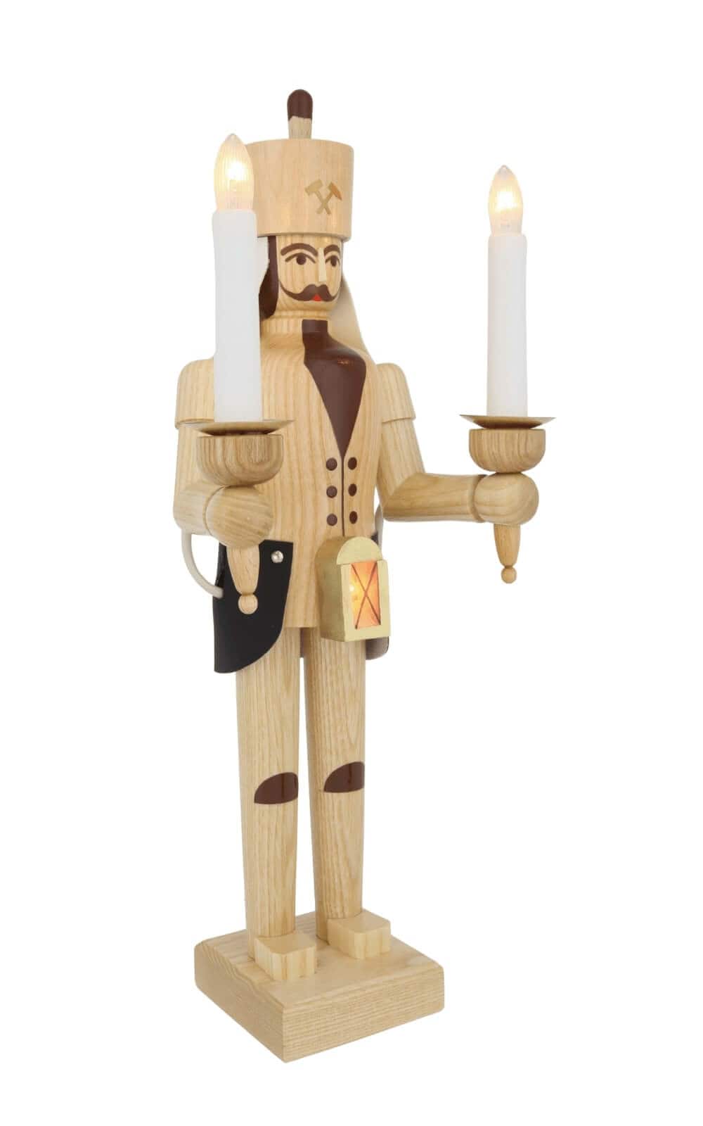 Wooden miner, 38 cm / 15 inch, natural, electrically illuminated by SEIFFEN.COM_1