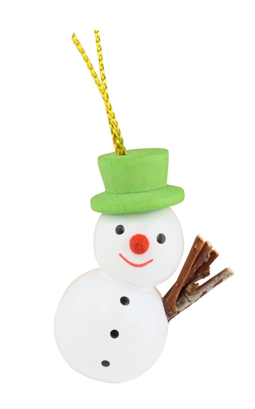 Christmas tree decoration: snowman with a green hat, 4 cm/1,6 inches, from SEIFFEN.COM