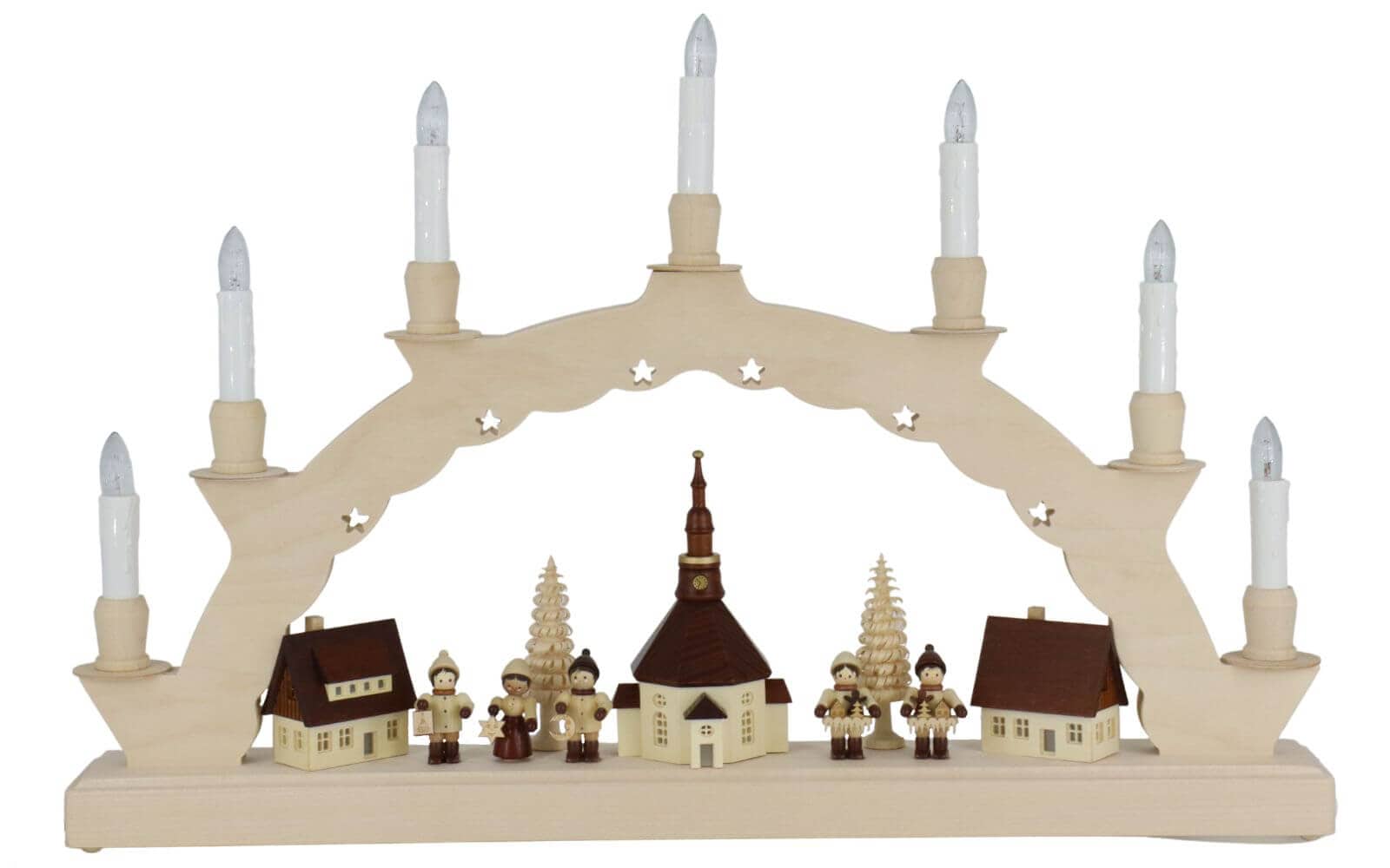 Candle arch Seiffen village with Thiel children and 3-fold lighting of SEIFFEN.COM_2
