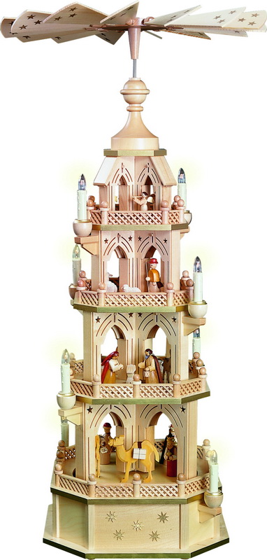 Christmas pyramid Gothic Nativity of Christ, 4 storey by Richard Glässer GmbH