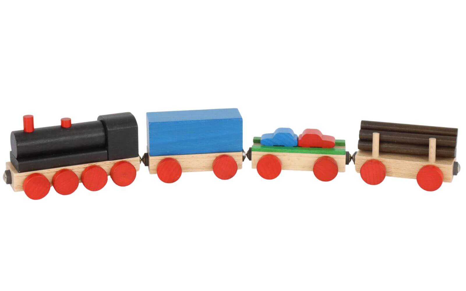 Wooden train set 4-parts, 37 cm, colored by Ebert GmbH
