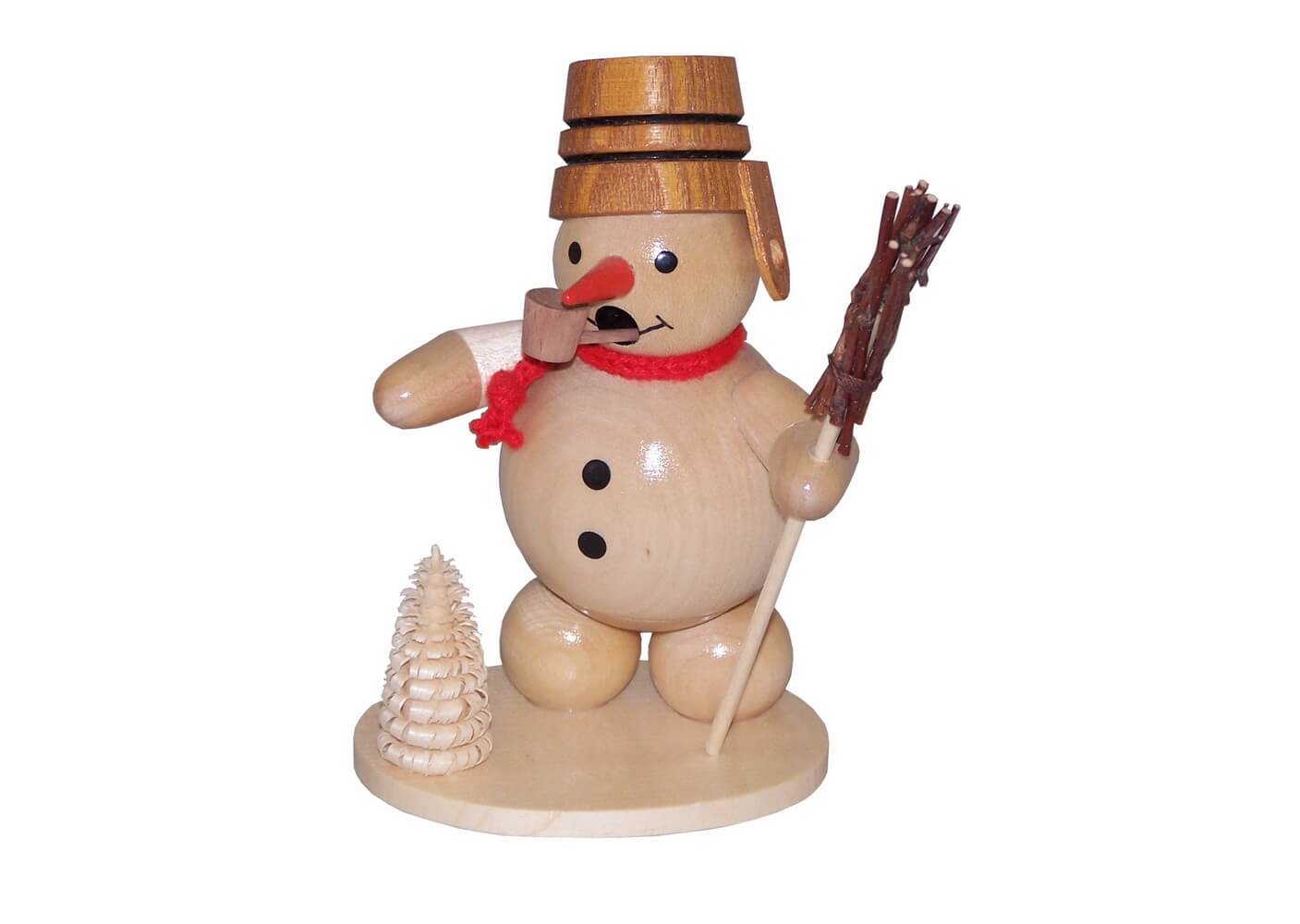 Smoking man snowman with wooden trough, nature, 12 cm by Ralf Zenker