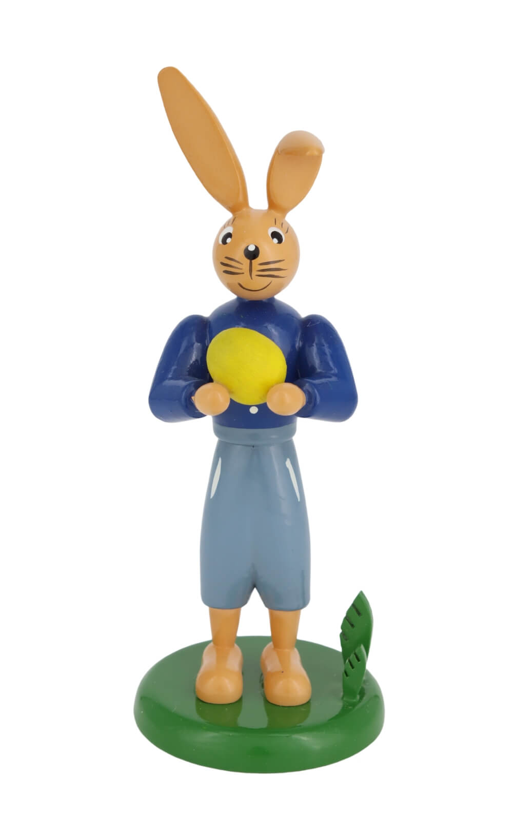 Easter bunny with long pants and egg, 12 cm by Holzkunst Gahlenz