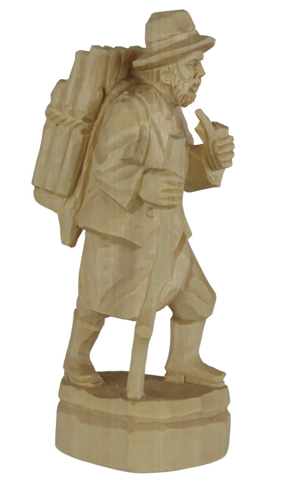 Woodman with pipe, carved, natural, 12 cm by Schnitzkunst aus dem Erzgebirge_1