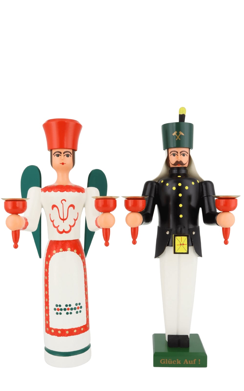Angel and miner, 38 cm, colored for wax candles by SEIFFEN.COM