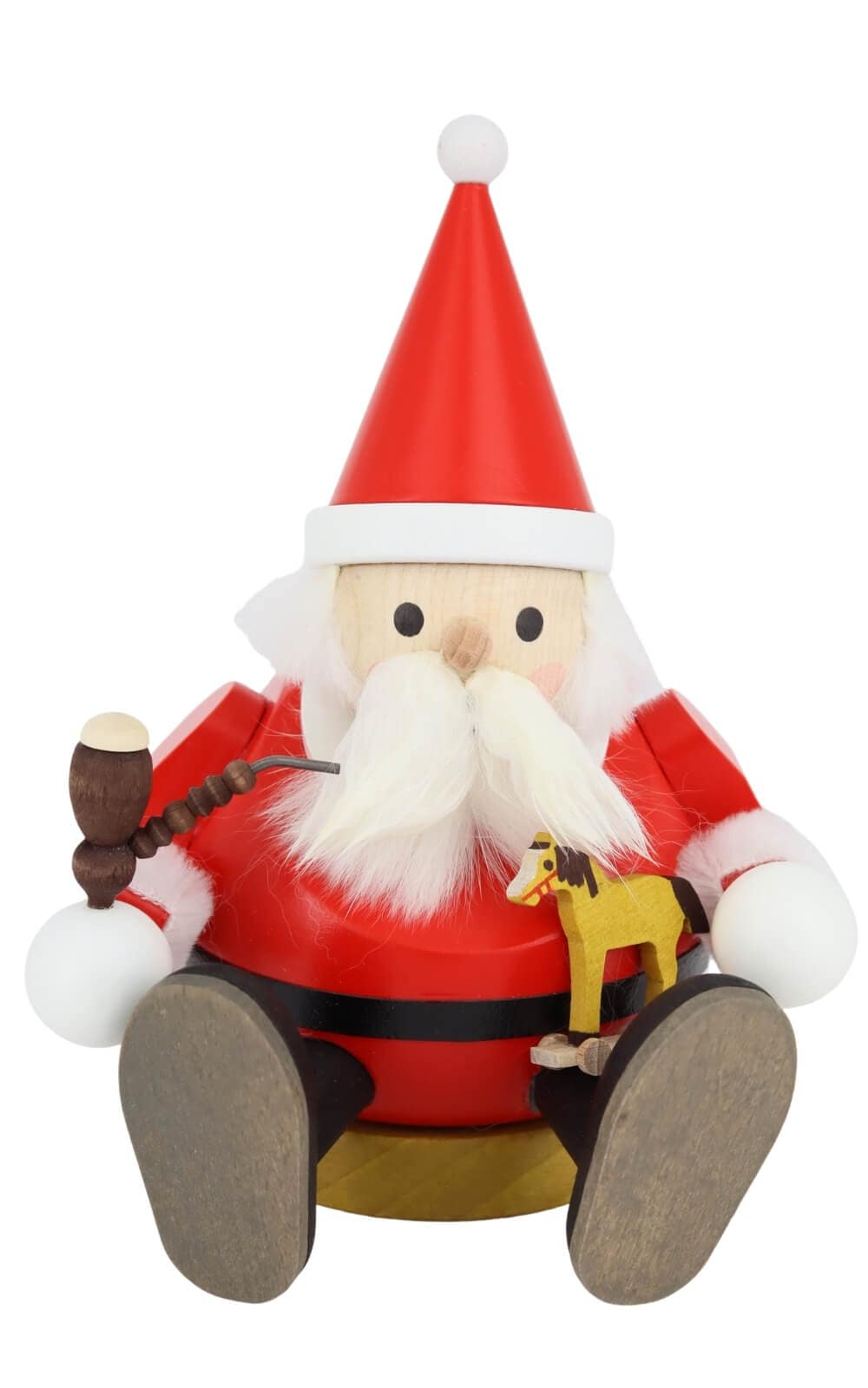 Smoking man Santa Claus sitting, 15 cm / 5,9 inch, coloured by Richard Glässer_1