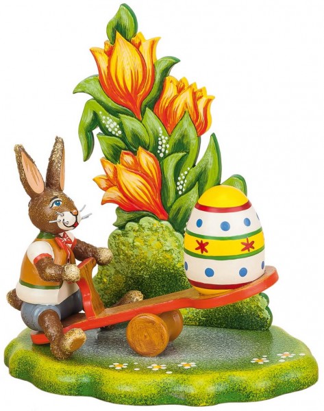 Easter bunny with Easter egg rocker, 12 cm by Hubrig Volkskunst