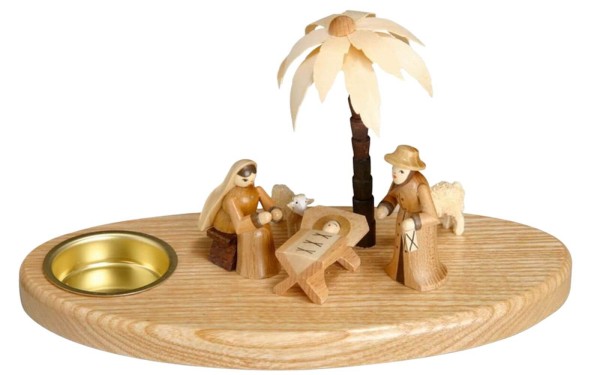 Weihnachtskerzenhalter Heilige Familie, natur von Theo Lorenz