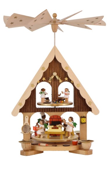 Weihnachtspyramide mit Adventshaus und Engelbäckerei, 2 - stöckig, 36 cm von Richard Glässer