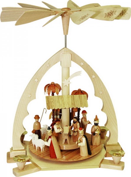 German Christmas Pyramid Nativity Set, Height 40 cm, Richard Glässer GmbH Seiffen/ Erzgebirge