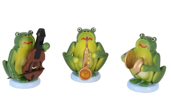 Miniaturen Froschmusikanten, farbig, 3 - teilig von SEIFFEN.COM