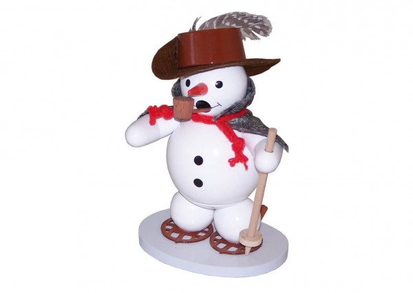 Smoking man snowman with snowshoes, 12 cm by Ralf Zenker