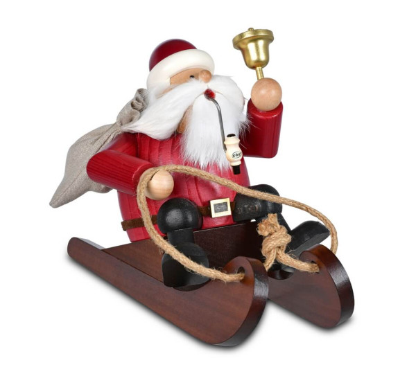 Smoker Figure Santa Claus on a Wooden Sled, 16 cm by KWO