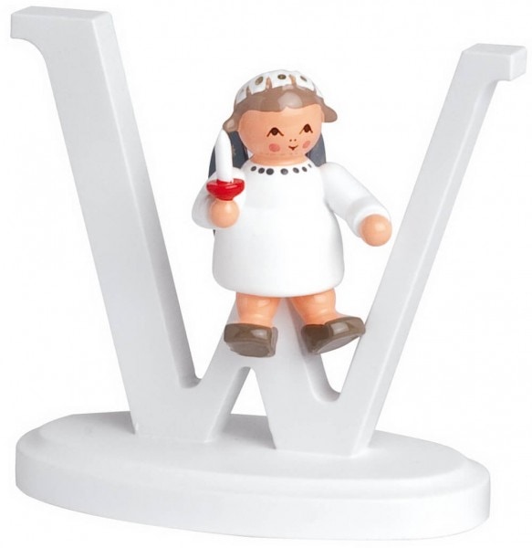 Miniatur Weihnachtsengel mit dem Buchstaben W, 7 cm von KWO