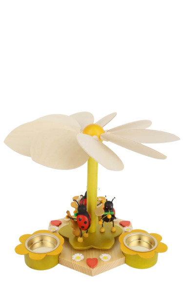 Tea light pyramid with beetle musicians, 19 cm by Ralf Zenker_1