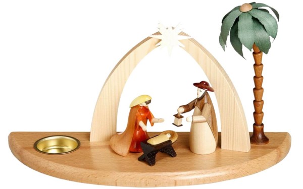 Christmas candle holder with tea light and Holy Family by Theo Lorenz