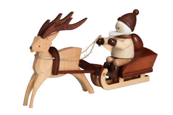 Santa Claus with reindeer sleigh, mini by Romy Thiel
