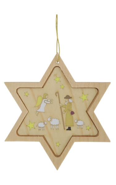 Christmas tree decoration star with diaphanous image of shepherd by Richard Glässer_1