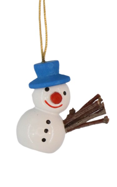 Christmas tree decoration snowman with blue hat, 3 cm by SEIFFEN.COM
