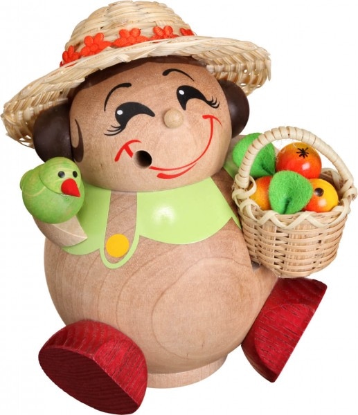 Kugelräuchermännchen Gärtnerin, 11 cm, farbig von Seiffener Volkskunst eG