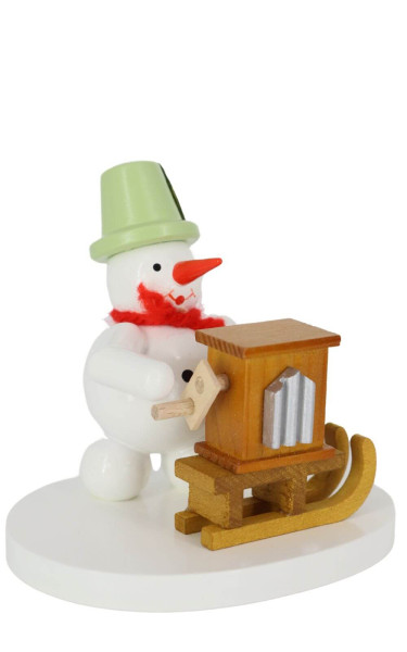 Schneemann Drehorgelspieler, farbig, 8 cm von Volker Zenker