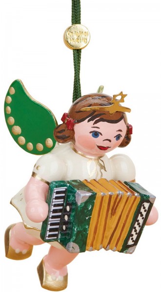Christmas tree decoration Christmas angel with accordion, 6 cm from Hubrig Volkskunst