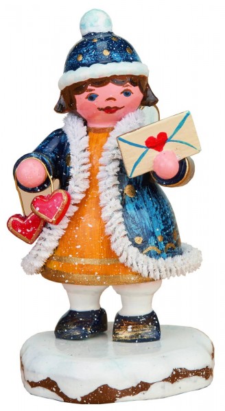 German Figurine - Winter Kid Heart Desire, 6,5 cm, Hubrig Volkskunst GmbH Zschorlau/ Erzgebirge