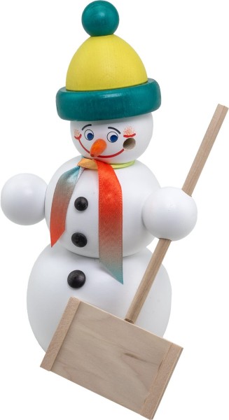 Smoking man snowman snow shoveler, 16 cm by Seiffener Volkskunst eG