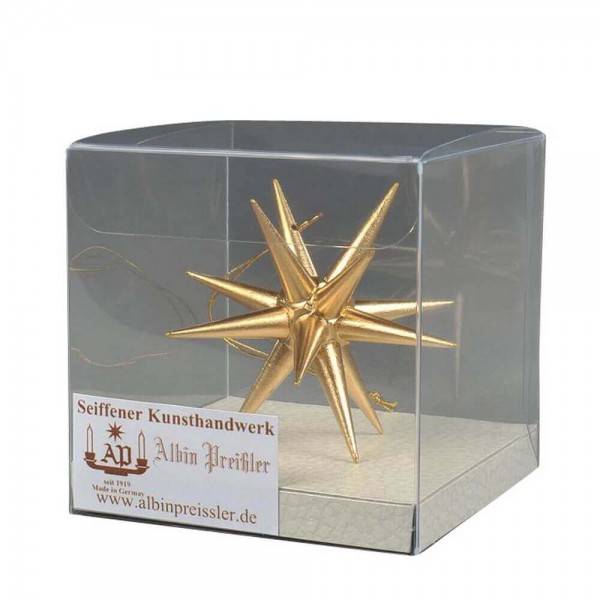 Christmas tree decorations, made of wood, star gold, 7 cm by Albin Preißler