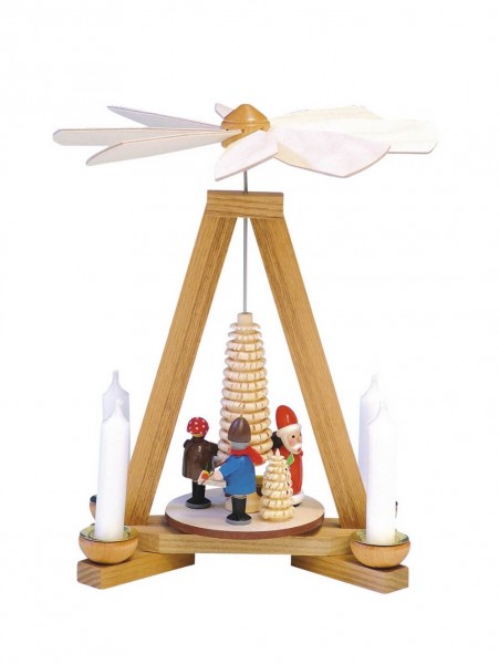 Christmas pyramid with Santa Claus and Striezel children, 23 cm, colored by Knuth Neuber