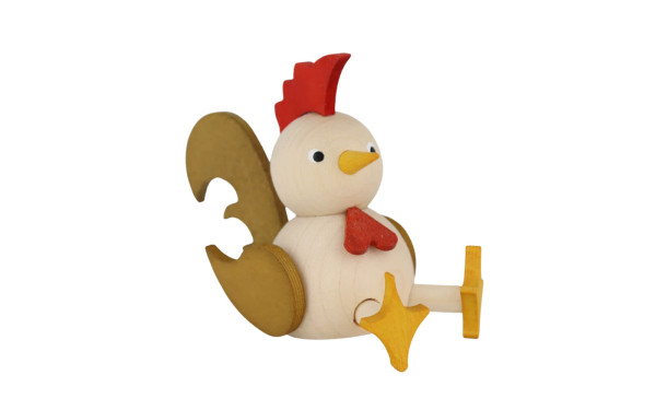Miniature cockerel, sitting, 7 cm, natural by Ralf Zenker_1