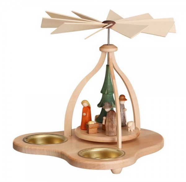 Tealight pyramid with Holy Family, 14 cm by Theo Lorenz