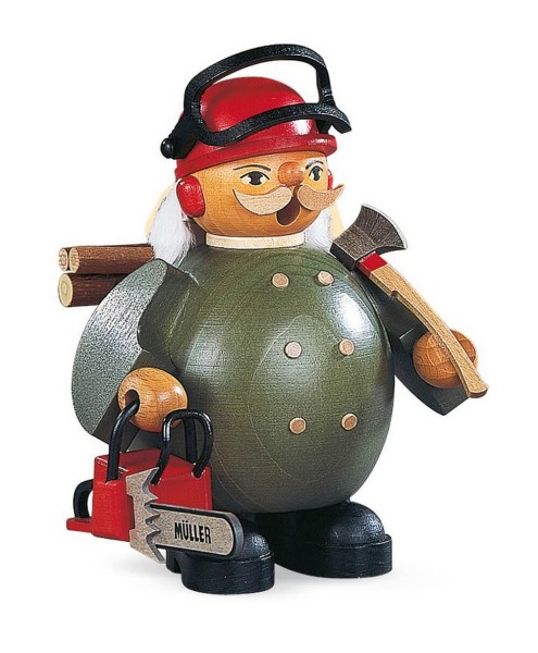 Smoking man forest worker made of wood by Müller Kleinkunst from Seiffen
