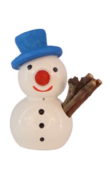 Miniature snowman with blue hat, 3 cm by SEIFFEN.COM_1