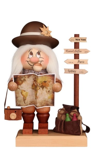 Smoking man gnome globetrotter, 30 cm by Christian Ulbricht