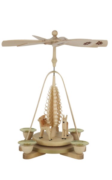 Christmas pyramid with deer, natural, 28 cm by Richard Glässer